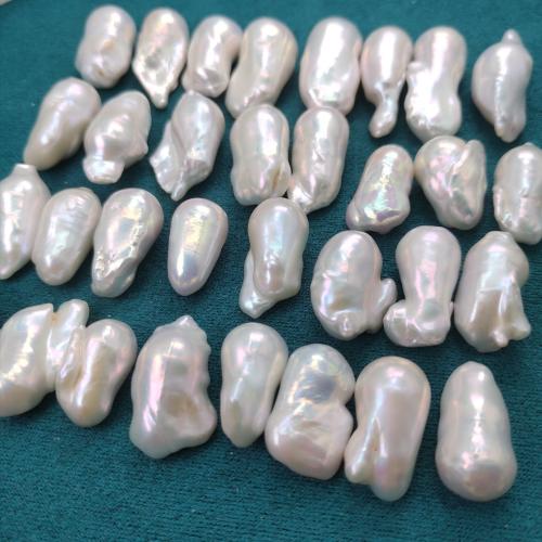 No Hole Tenyésztett édesvízi gyöngy Gyöngyök, Édesvízi gyöngy, Barokk, DIY & nincs lyuk, fehér, 12x20mm, Által értékesített PC