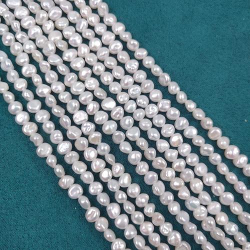 Barok ferskvandskulturperle Beads, Ferskvandsperle, du kan DIY, hvid, 5x6mm, Solgt af Strand