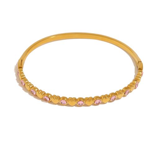 Cruach dhosmálta Bangle, 304 Cruach dhosmálta, le Crystal, 18K óir plated, jewelry faisin & stíleanna éagsúla do rogha & do bhean, Díolta De réir PC