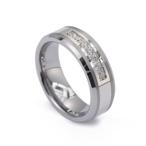 Fáinne Cruach Tungstain do Fhir, tungstain Cruach, le Ciúbach Zirconia, jewelry faisin & méid éagsúla do rogha & do fear, dath bunaidh, wide:8mm, Díolta De réir PC