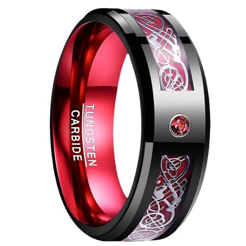 tungstain Cruach Ring Finger, le Ciúbach Zirconia, plátáilte, méid éagsúla do rogha & do fear & dhá ton, Díolta De réir PC