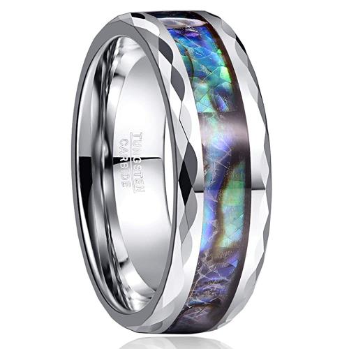 Tungsten čelika Finger Ring, s Abalone Shell, pozlaćen, modni nakit & različite veličine za izbor & za čovjeka, izvorna boja, wide:8mm, Prodano By PC