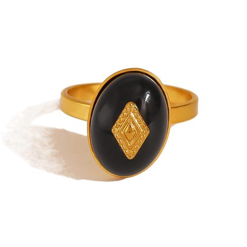 Edelstahl Ringe, 304 Edelstahl, mit Naturstein, 18K vergoldet, Modeschmuck & verschiedene Stile für Wahl & für Frau, verkauft von PC
