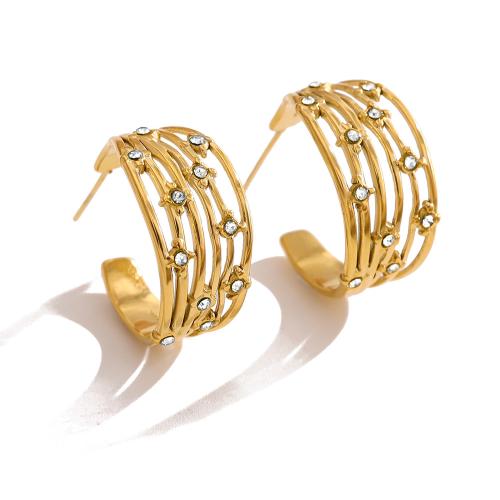 Cruach dhosmálta Graí Earrings, 304 Cruach dhosmálta, le Crystal, 18K ór plátáilte, jewelry faisin & do bhean & log, dathanna níos mó le haghaidh rogha, Díolta De réir Péire