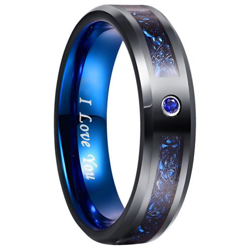 Fáinne Cruach Tungstain do Fhir, tungstain Cruach, le Ciúbach Zirconia, plátáilte, jewelry faisin & méid éagsúla do rogha & do fear, gorm, Díolta De réir PC