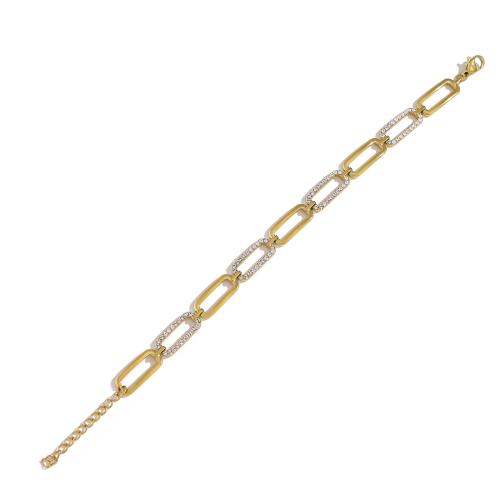Jewelry Cruach dhosmálta Bracelet, 304 Cruach dhosmálta, le Crystal, 18K ór plátáilte, stíleanna éagsúla do rogha & do bhean & log, Díolta De réir PC