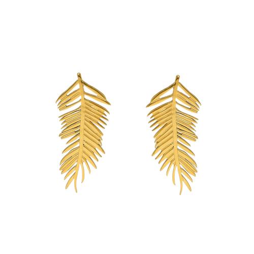 Cruach dhosmálta Graí Earrings, 304 Cruach dhosmálta, Leaf, 18K ór plátáilte, jewelry faisin & do bhean, Díolta De réir Péire