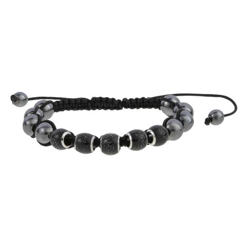 Gemstone Náramky, Mosaz, s Hematit & Polyester, módní šperky & unisex, Prodáno By PC