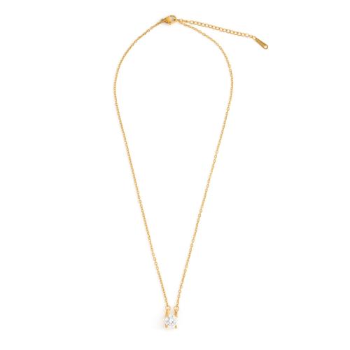 Collier d'acier titane, avec zircon cubique, Placage, bijoux de mode & pour femme, plus de couleurs à choisir, Longueur Environ 41 cm, Vendu par PC