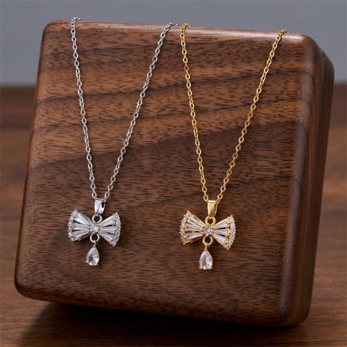 Collier d'acier titane, avec zircon cubique, Placage, bijoux de mode & pour femme, plus de couleurs à choisir, Vendu par PC