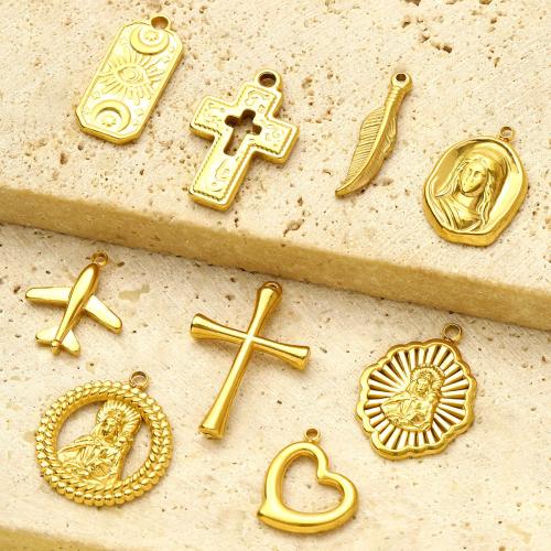 titanové přívěsky, Titanium ocel, barva pozlacený, DIY, zlatý, 10PC/Bag, Prodáno By Bag