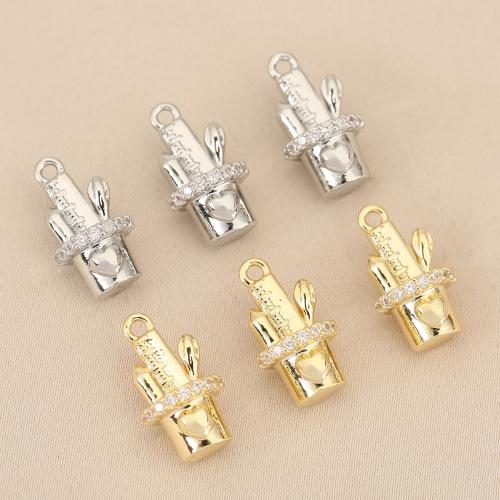 Cubic Zirconia Micro Pave bronze Pingente, cobre, Opuntia Stricta, banhado, DIY & micro pavimento em zircônia cúbica, Mais cores pare escolha, níquel, chumbo e cádmio livre, 10PCs/Bag, vendido por Bag