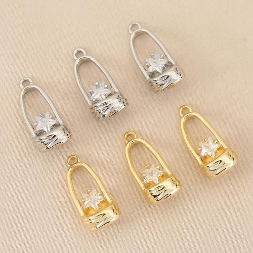 Cubique Pendentif en laiton zircon pavent, panier, Placage, DIY & pavé de micro zircon, plus de couleurs à choisir, protéger l'environnement, sans nickel, plomb et cadmium, 10PC/sac, Vendu par sac