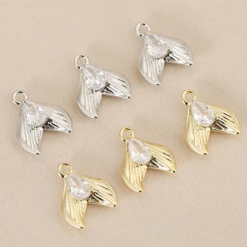 Cubic Zirconia Micro Pave Brass Pendant Heart plated DIY & micro pave cubic zirconia nickel lead & cadmium free Sold By Bag