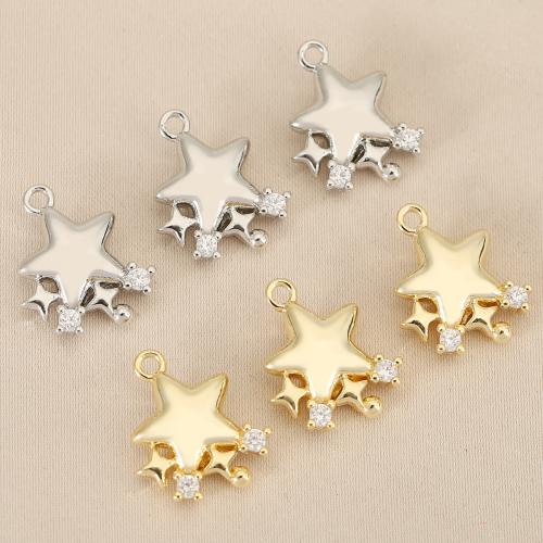 Cubique Pendentif en laiton zircon pavent, étoile, Placage, DIY & pavé de micro zircon, plus de couleurs à choisir, protéger l'environnement, sans nickel, plomb et cadmium, 10PC/sac, Vendu par sac