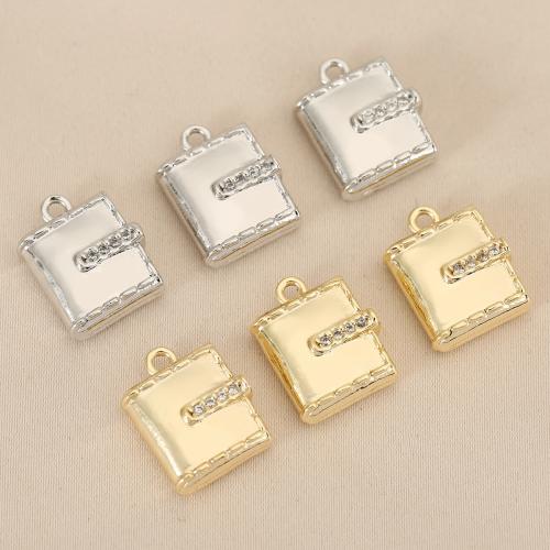 Cubique Pendentif en laiton zircon pavent, Livre, Placage, DIY & pavé de micro zircon, plus de couleurs à choisir, protéger l'environnement, sans nickel, plomb et cadmium, 10PC/sac, Vendu par sac