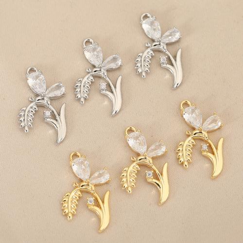 Cubique Pendentif en laiton zircon pavent, blé, Placage, DIY & pavé de micro zircon, plus de couleurs à choisir, protéger l'environnement, sans nickel, plomb et cadmium, 10PC/sac, Vendu par sac