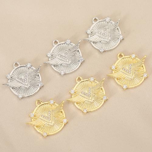 Terningformet Zirkon Micro Pave Messing vedhæng, Wing Shape, forgyldt, du kan DIY & Micro Pave cubic zirconia, flere farver til valg, nikkel, bly & cadmium fri, 10pc'er/Bag, Solgt af Bag
