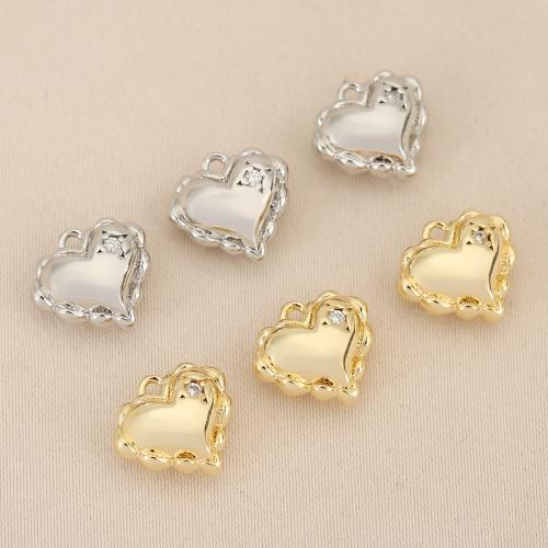 Cubic Zirconia Micro Pave bronze Pingente, cobre, Coração, banhado, DIY & micro pavimento em zircônia cúbica, Mais cores pare escolha, níquel, chumbo e cádmio livre, 10PCs/Bag, vendido por Bag