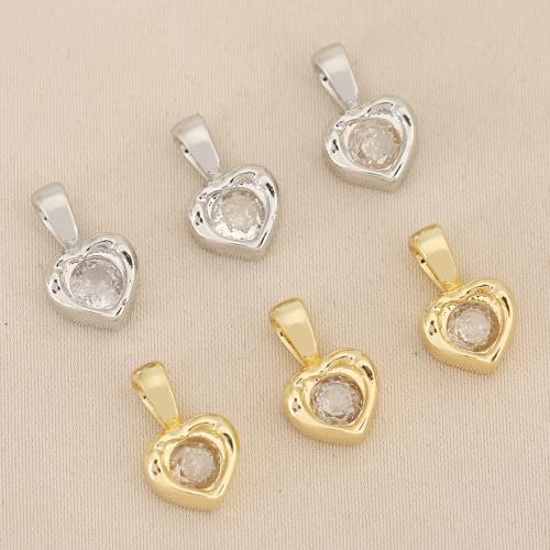 Cubique Pendentif en laiton zircon pavent, coeur, Placage, DIY & pavé de micro zircon, plus de couleurs à choisir, protéger l'environnement, sans nickel, plomb et cadmium, 10PC/sac, Vendu par sac