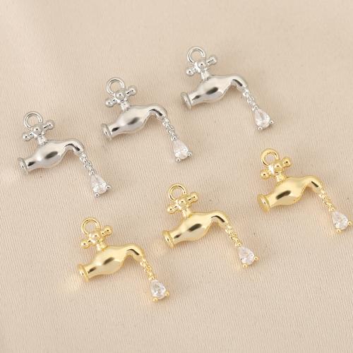 Cubic Zirconia Micro Pave bronze Pingente, cobre, Torneira, banhado, DIY & micro pavimento em zircônia cúbica, Mais cores pare escolha, níquel, chumbo e cádmio livre, 10PCs/Bag, vendido por Bag