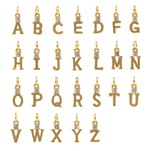 Messing Anhänger, Alphabet-Buchstabe, goldfarben plattiert, DIY & verschiedene Stile für Wahl & Micro pave Zirkonia, 5x12mm, verkauft von PC