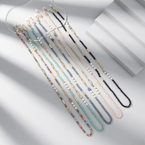 cristal Chaîne de lunettes, avec plastique revêtu de cuivre & alliage de zinc & Acrylique, Style coréen & unisexe, plus de couleurs à choisir, Longueur Environ 74 cm, Vendu par PC