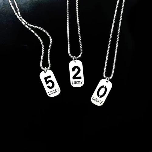 304 Stainless Steel Necklace Number Unisex & hollow original color Length Approx 21.7-23.6 Inch Sold By PC