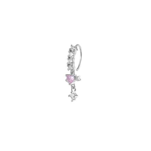 Mosiądz nosa Piercing biżuteria, Serce, Powlekane, dla obu płci & mikro utorować cyrkonia, dostępnych więcej kolorów, 20mm, sprzedane przez PC
