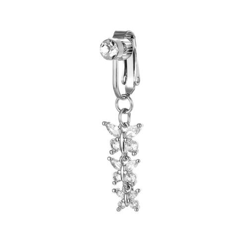 Mosaz Piercing do pupíku, s Nerezová ocel 316, Motýl, á, unisex & micro vydláždit kubické zirkony, více barev na výběr, belly ring length 40-50mm, Prodáno By PC