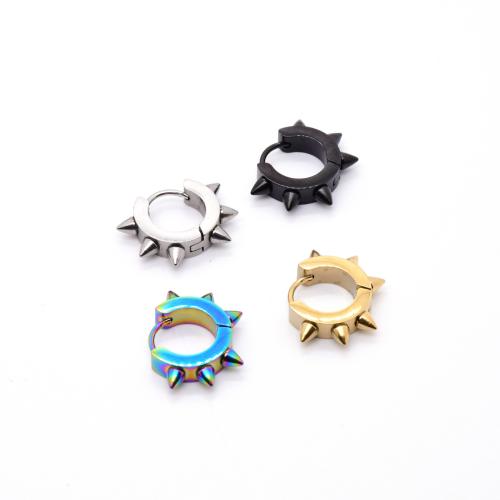 Acier inoxydable 304 Huggie Anneau d'oreille, Placage, with rivet stud & pour femme, plus de couleurs à choisir, 15x20mm, Vendu par PC