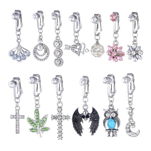 alliage de zinc anneau de ventre, Placage de couleur platine, unisexe & styles différents pour le choix & avec strass, belly ring length 30-60mm, Vendu par PC