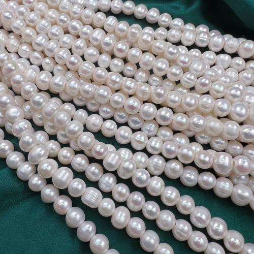 Grânulos pérolas cultivads de água doce, Pérolas de água doce, Batata, DIY, branco, 9mm, 47PCs/Strand, vendido por Strand