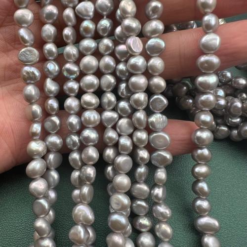Barocco coltivate in acqua dolce Perla, perla d'acquadolce coltivata naturalmente, Irregolare, DIY, grigio, 6x9mm, 58PC/filo, Venduto da filo