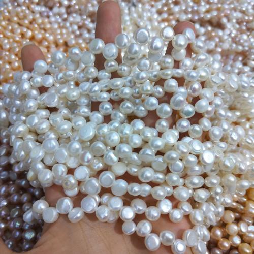 Keishi ferskvandskulturperle Beads, Ferskvandsperle, du kan DIY, hvid, 7x8mm, 69pc'er/Strand, Solgt af Strand