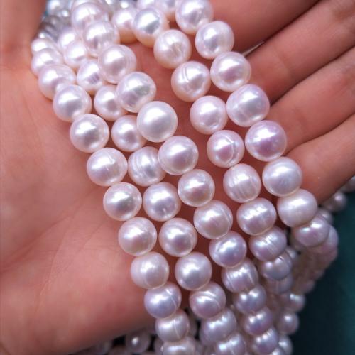 Natural Freshwater Pearl Loose Beads Slightly Round DIY white Sold By Strand