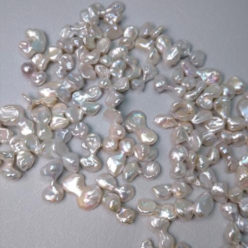 No Hole Tenyésztett édesvízi gyöngy Gyöngyök, Édesvízi gyöngy, Barokk, DIY & nincs lyuk, fehér, 10x15mm, Által értékesített PC
