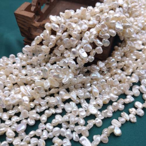 Barok ferskvandskulturperle Beads, Ferskvandsperle, du kan DIY, hvid, 4x5mm, Solgt af PC