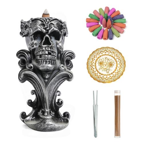 Palnik kadzidełkowy z porcelany, żywica, Czaszka, pół ręcznie, Halloween Design & do domu i biura & Zrównoważonego, 230x140x130mm, sprzedane przez PC