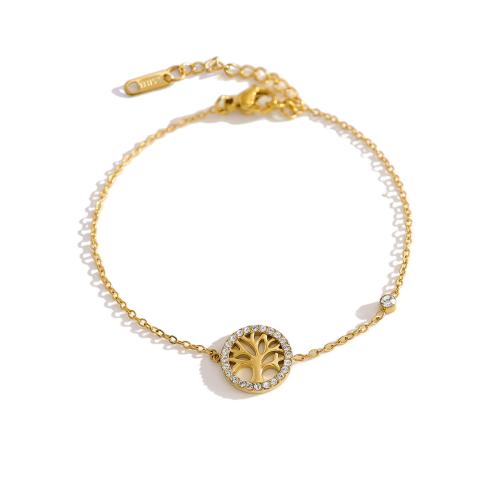 Jewelry Cruach dhosmálta Bracelet, 304 Cruach dhosmálta, le Crystal, plátáilte, stíleanna éagsúla do rogha & do bhean & log, dathanna níos mó le haghaidh rogha, Díolta De réir PC