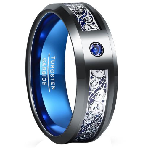 Anillo de acero de tungsteno para hombres, con cúbica circonia, chapado, Joyería & diverso tamaño para la opción, wide:8mm, Vendido por UD