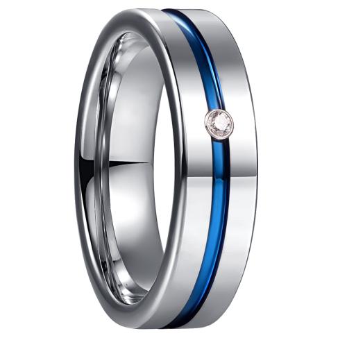 Fáinne Cruach Tungstain do Fhir, tungstain Cruach, le Ciúbach Zirconia, plátáilte, méid éagsúla do rogha & do fear & dhá ton, Díolta De réir PC