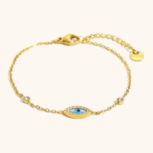 Nehrđajućeg čelika Nakit narukvice, 304 nehrđajućeg čelika, 18K pozlaćeno, za žene & emajl & s Rhinestone, Prodano By PC