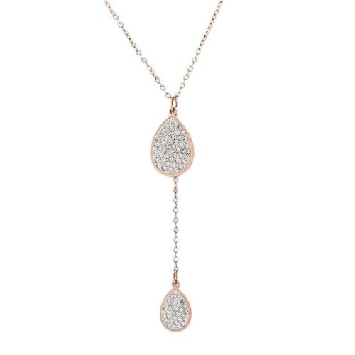 Collier d'acier titane, avec zircon cubique, Placage, bijoux de mode & pour femme, plus de couleurs à choisir, Longueur Environ 41 cm, Vendu par PC