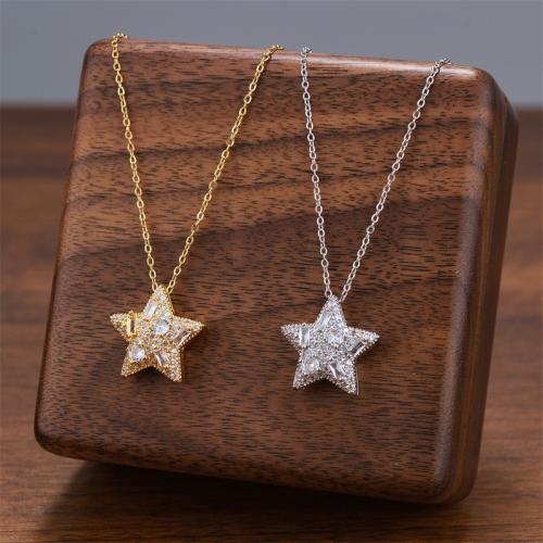 Collier d'acier titane, avec zircon cubique, étoile, Placage, bijoux de mode & pour femme, plus de couleurs à choisir, Vendu par PC