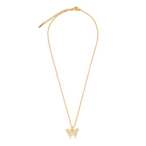 Collier d'acier titane, avec zircon cubique, Placage, bijoux de mode & pour femme, plus de couleurs à choisir, Longueur Environ 41 cm, Vendu par PC