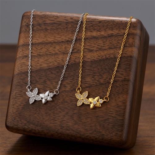 Collier d'acier titane, avec zircon cubique, Placage, bijoux de mode & pour femme, plus de couleurs à choisir, Vendu par PC