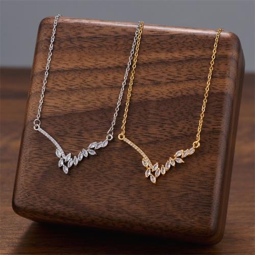 Titanová ocel náhrdelník, Titanium ocel, s Cubic Zirconia, módní šperky & pro ženy, více barev na výběr, Prodáno By PC