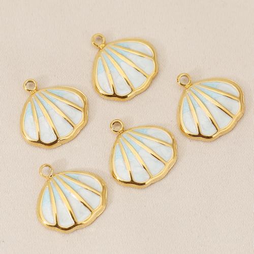 Messing hangers, Schelp, gold plated, DIY & glazuur, gouden, nikkel, lood en cadmium vrij, 10pC's/Bag, Verkocht door Bag