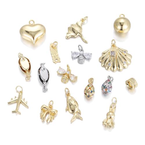 Cubique Pendentif en laiton zircon pavent, Placage, DIY & pavé de micro zircon, plus de couleurs à choisir, protéger l'environnement, sans nickel, plomb et cadmium, Vendu par PC